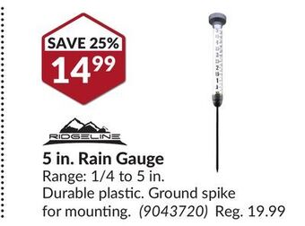 Princess Auto 5 in. rain gauge offer