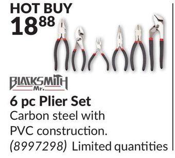 Princess Auto 6 pc plier set offer