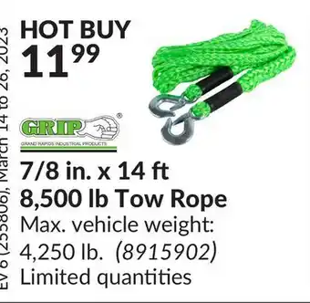 Princess Auto 7/8 in. x 14 8,500 lb tow rope offer