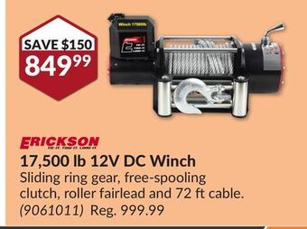 Princess Auto 17,500 lb 12v dc winch offer
