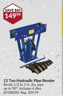 Princess Auto 12 ton hydraulic pipe bender offer