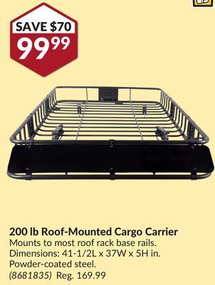 Princess Auto 200 lb roof-mounted cargo carrier offer
