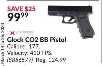 Princess Auto Glock co2 bb pistol calibre offer