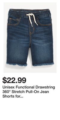 Old Navy Unisex functional drawstring 360° stretch pull-on jean shorts for toddler offer