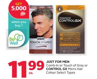 Rexall Just for men comb-in or touch of grey or control gx men's hair colour offer
