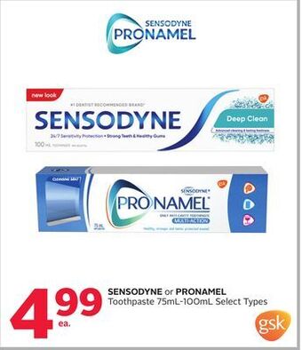 Rexall Sensodyne or pronamel toothpaste 75ml-100ml offer