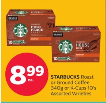 Rexall Starbucks roast or ground coffee 340g or k-cups 10's offer