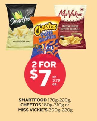 Rexall Smartfood 170g-220g, cheetos 180g-310g or miss vickie's 200g-220g offer