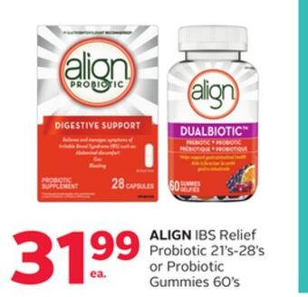 Rexall Align ibs relief probiotic 21's-28's or probiotic gummies 60's offer