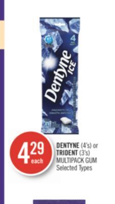 Shoppers Drug Mart Dentyne (4's) or trident (3's) multipack gum offer