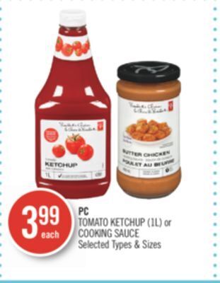 Shoppers Drug Mart Pc tomato ketchup (1l) or cooking sauce offer