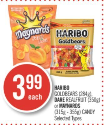 Shoppers Drug Mart Haribo goldbears (284g), dare realfruit (350g) or maynards (315g - 355g) candy offer