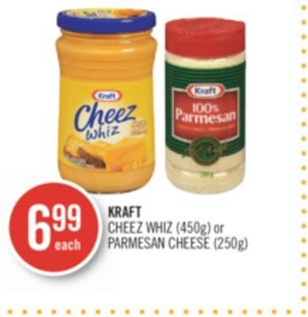 Shoppers Drug Mart Kraft cheez whiz (450g) or parmesan cheese (250g) offer