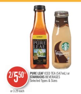 Shoppers Drug Mart Pure leaf iced tea (547ml) or starbucks beverages offer