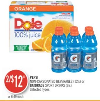 Shoppers Drug Mart Pepsi non-carbonated beverages (12's) or gatorade sport drinks (6's) offer