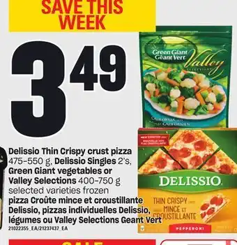 Independent City Market Pizza croûte mince et croustillante delissio, 475-550 g, pizzas individuelles delissio, 2's, légumes ou valley selections gea offer