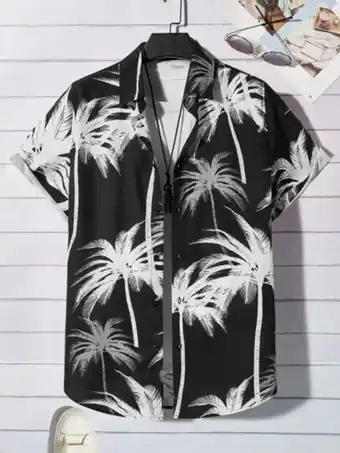 SheIn Shein men coconut tree print shirt without tee offer