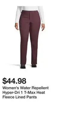 Mark's Women's water repellent hyper-dri 1 t-max heat fleece lined pants offer