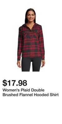 Mark's Women's plaid double brushed flannel hooded shirt offer