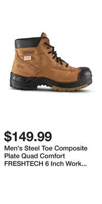 Mark's Men's steel toe composite plate quad comfort freshtech 6 inch work boots - tan offer