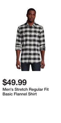 Mark's Men's stretch regular fit basic flannel shirt offer
