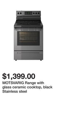 IKEA Motsvarig range with glass ceramic cooktop, black stainless steel offer