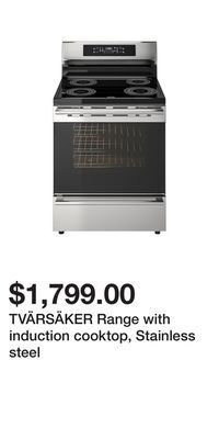 IKEA Tvärsäker range with induction cooktop, stainless steel offer