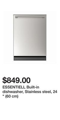 IKEA Essentiell built-in dishwasher, stainless steel, 24 " (60 cm) offer