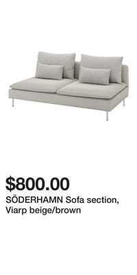 IKEA Söderhamn sofa section, viarp beige/brown offer