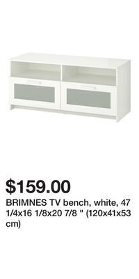 IKEA Brimnes tv bench, white, 47 1/4x16 1/8x20 7/8 " (120x41x53 cm) offer