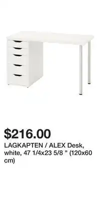 IKEA Lagkapten / alex desk, white, 47 1/4x23 5/8 " (120x60 cm) offer