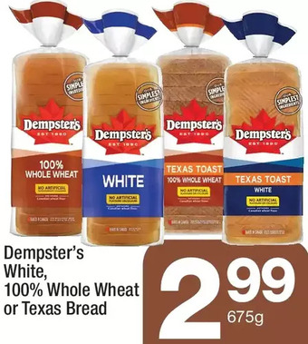 Highland Farms Dempster's white, 100% whole wheat or texas bread offer