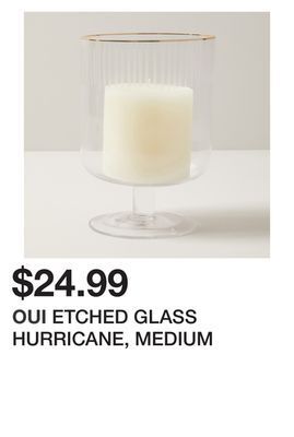 Etched glass hurricane, medium
