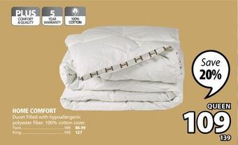 JYSK Home comfort duvet filled with hypoallergenic polyester fiber offer