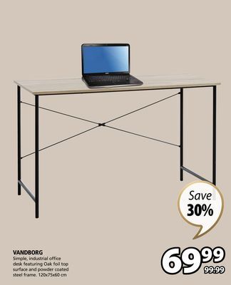 JYSK Vandborg simple, industrial office desk offer
