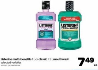 Real Canadian Superstore Listerine Multi-benefits 1L or Classic 1.5L Mouthwash offer