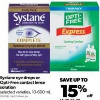 Real Canadian Superstore Systane eye Drops or Opti-Free Contact Lense Solution 10-600 ml offer