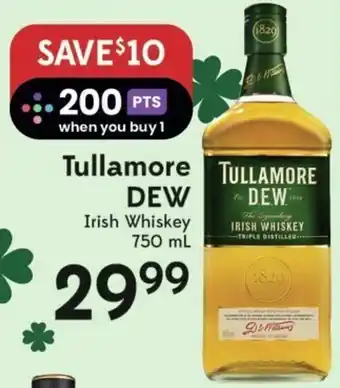 Sobeys Tullamore DEW Irish Whiskey 750 ml offer