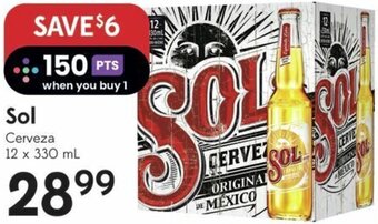 Sobeys Sol Cerveza 12 x 330 ml offer