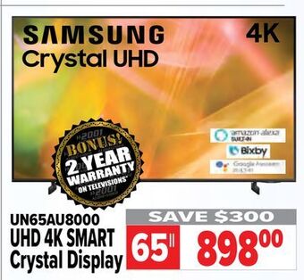 2001 Audio Video Samsung 65" uhd 4k smart crystal display offer