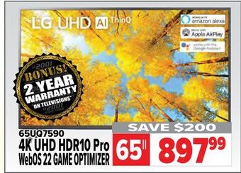 2001 Audio Video Lg 65" 4k uhd hdr10 pro webos 22 game optimizer offer
