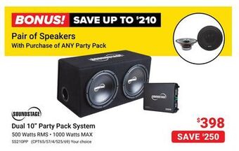Visions Electronics Soundstage dual 10" party pack system offer