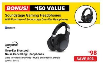 Visions Electronics Soundstage over-ear bluetooth noise cancelling headphones offer