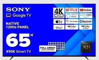 Visions Electronics Sony 65" bravia xr x90k 4k hdr full array led smart google tv offer