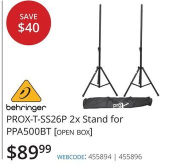 Vistek Behringer prox-t-ss26p 2x stand for ppa500bt [open box] offer