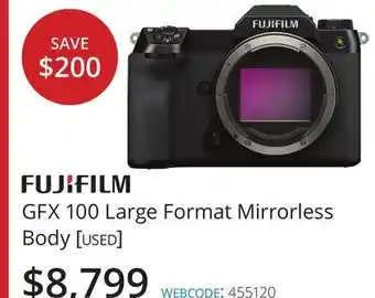 Vistek Fujifilm gfx 100 large format mirrorless body [used] offer
