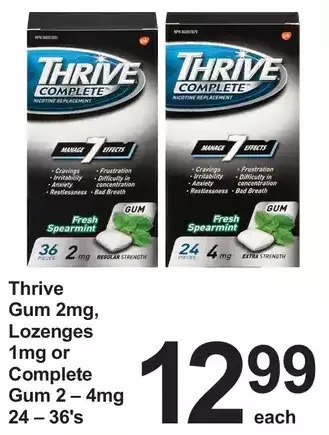 Pharmasave Thrive gum, lozenges or complete gum offer