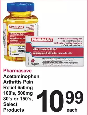 Pharmasave Pharmasave acetaminophen arthritis pain relief offer
