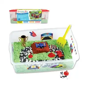 Creativity for kids race track sensory bin