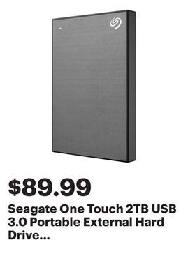 Best Buy Seagate one touch 2tb usb 3.0 portable external hard drive (stkb2000404) - grey - only at best buy offer